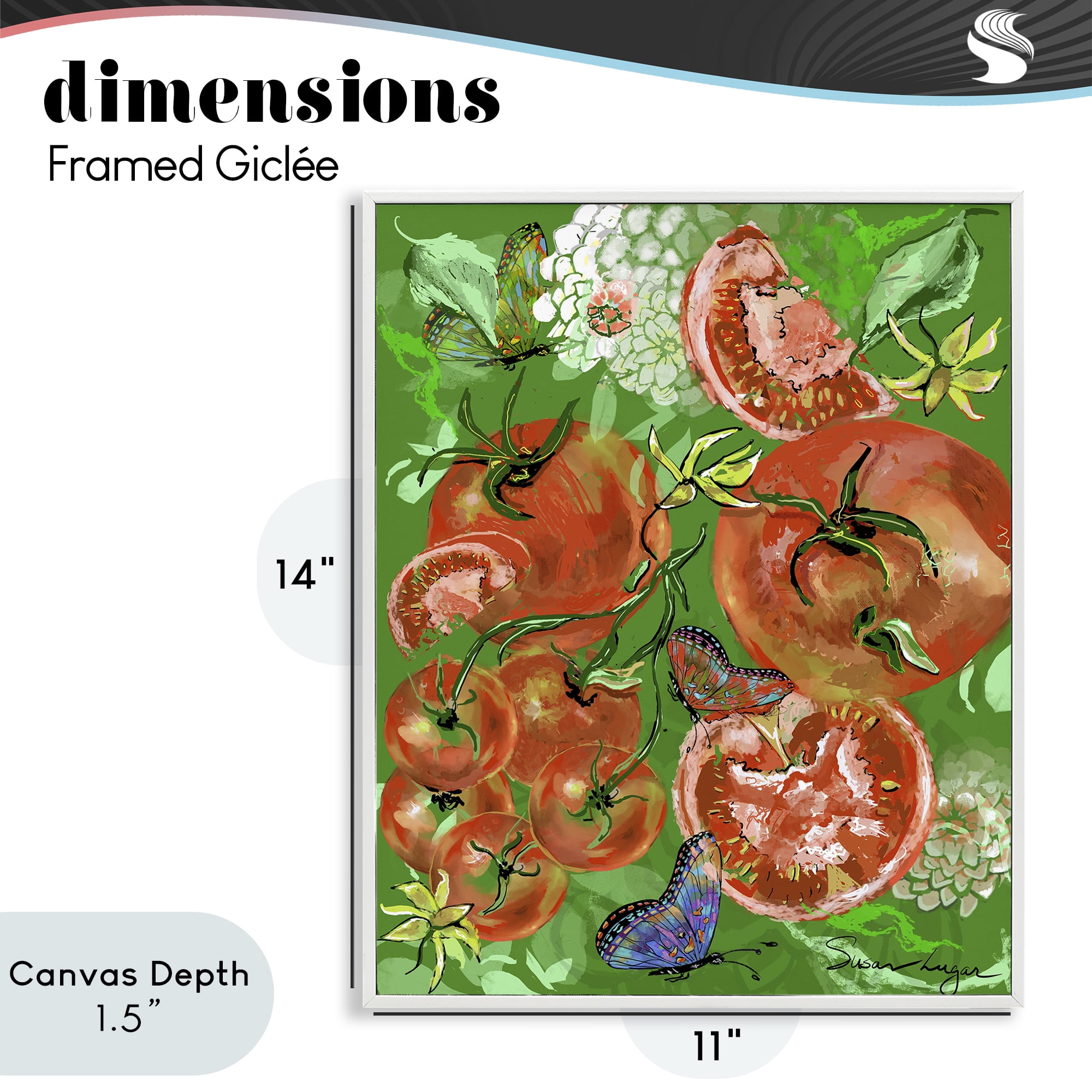 Stupell Industries Tomatoes Swirl Collage White Framed Giclee Art, design by Susan Lugar