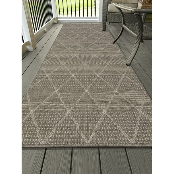 Ottomanson Jardin Collection Contemporary Trellis Design Indoor/Outdoor