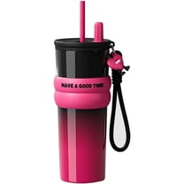 Farcauo 21 OZ Black & Rosa Insulated Upgraded Cover Vacuum Stainless Steel Tumbler With Lid Water Bottle Spill Proof Cup for Hot and Cold Drink and Straw Leak Proof Travel Mug Christmas Gifts