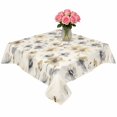 thumbnail image 2 of Gray Beige Floral Table Cloth Waterproof Tablecloths, Spring Modern Botanical Flowers Blossom Tablecloth Dining Table Cover for Kitchen Party Tabletop Outdoor, Square Tablecloth 60x60 Inch, 2 of 9