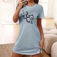 thumbnail image 2 of Japceit Chemises de Nuit pour Femmes, Chemise de Nuit Courte Surdimensionnée, Mode, Imprimé sur la Poitrine, Robe de Nuit à Manches Courtes, 2 of 9