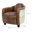 thumbnail image 5 of Faux Leather Upholstered Chair Wooden with Aluminium Patchwork, Brown and Silver, 5 of 5