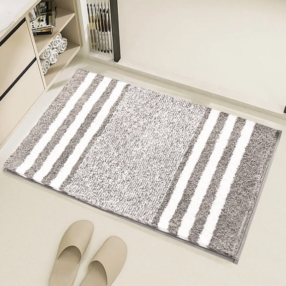 sruoe Bath Mat Rugs, Bath Mats for Bathroom Floor, Extra Absorbent Quick Dry Bathroom Mats, Washable Bath Rugs and Mats, Bath Carpet for Shower, Polyester, Gray