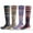 Grey & Pink & Purple Pink & Khaki, variant on OutdoorMaster Ski Socks 3-Pack Merino Wool, Over The Calf Non-Slip Cuff for Men & Women