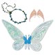 thumbnail image 1 of Sonducket Disfraz de hada elfo para Halloween, disfraz de ala de Ángel brillante, recuerdo de fiesta, pendientes de de flores, accesorios de Disfraces de disfraces Azul 60*48cm Sonducket AP013010-03, 1 of 6