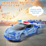 Tyethy 360 Rotation Light-up Police Car Toy, Electric Car with Bright Flashing LED Lights Simulation Sounds, Toy Car for Kids Gift