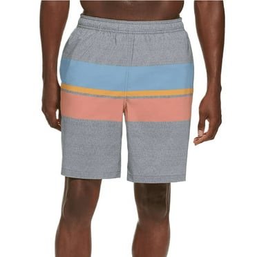 Kirkland Signature Men's Swim Shorts (Grey Stripes, Large)