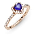 thumbnail image 4 of Anillo Pandora De Corazón Elevado Azul Brillante 14K 188421C01 | Talle 52 | Joyería De Lujo Para Mujer | Ideal Para Regalo Elegante | Compatible Con Charms Pandora, 4 of 5