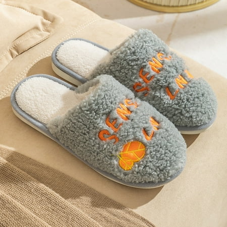

Homgreen womens Cotton slippers female lovely indoor home warm non-slip thick soles couple silent fluffy slippers
