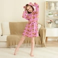 thumbnail image 3 of FORMRS Niños Bathrobe Unisex Hooded Robe Soft Plush Pajamas Sleepwear, Size 7-9T, Pink Doughnuts, 3 of 7