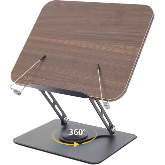 Book Stand for Reading, Multi-Angle & Height Book Holder with 360° Swivel Base, Lightweight Foldable Cookbook Stand for Kitchen, Office, Textbook, Recipe, Music Scores, Kindle, Tablet