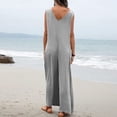 thumbnail image 5 of Summer Saving Wycnly Womens Jumpsuits Loose Breathable Wide Leg Tank Long Jumpsuits with Pocket Casual Plain V-Neck Sleeveless Long Summer Rompers Gray m, 5 of 7