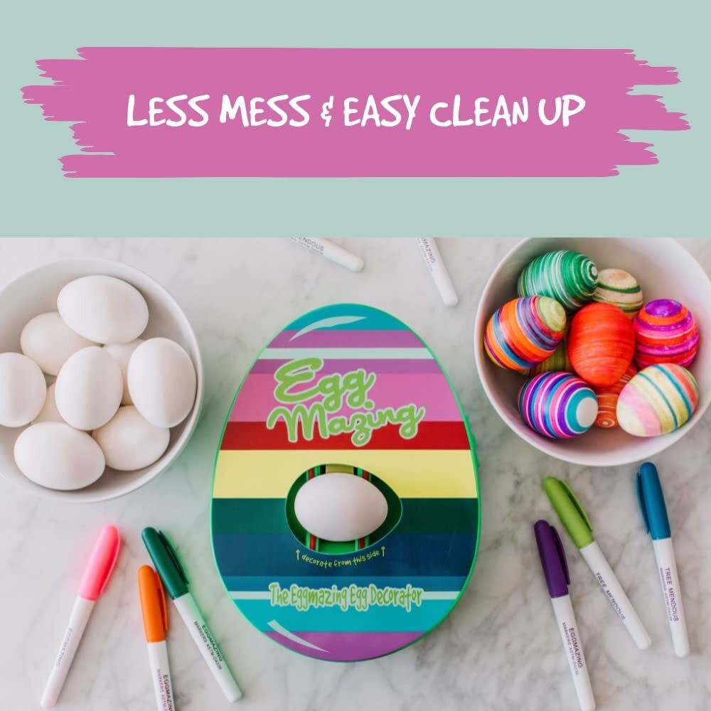 The  Egg Decorator Easter Egg Decorator Kit - Arts and Crafts Set - Includes Egg Decorating Spinner and 8 Colorful Quick Drying Non Toxic Markers (Purple)
