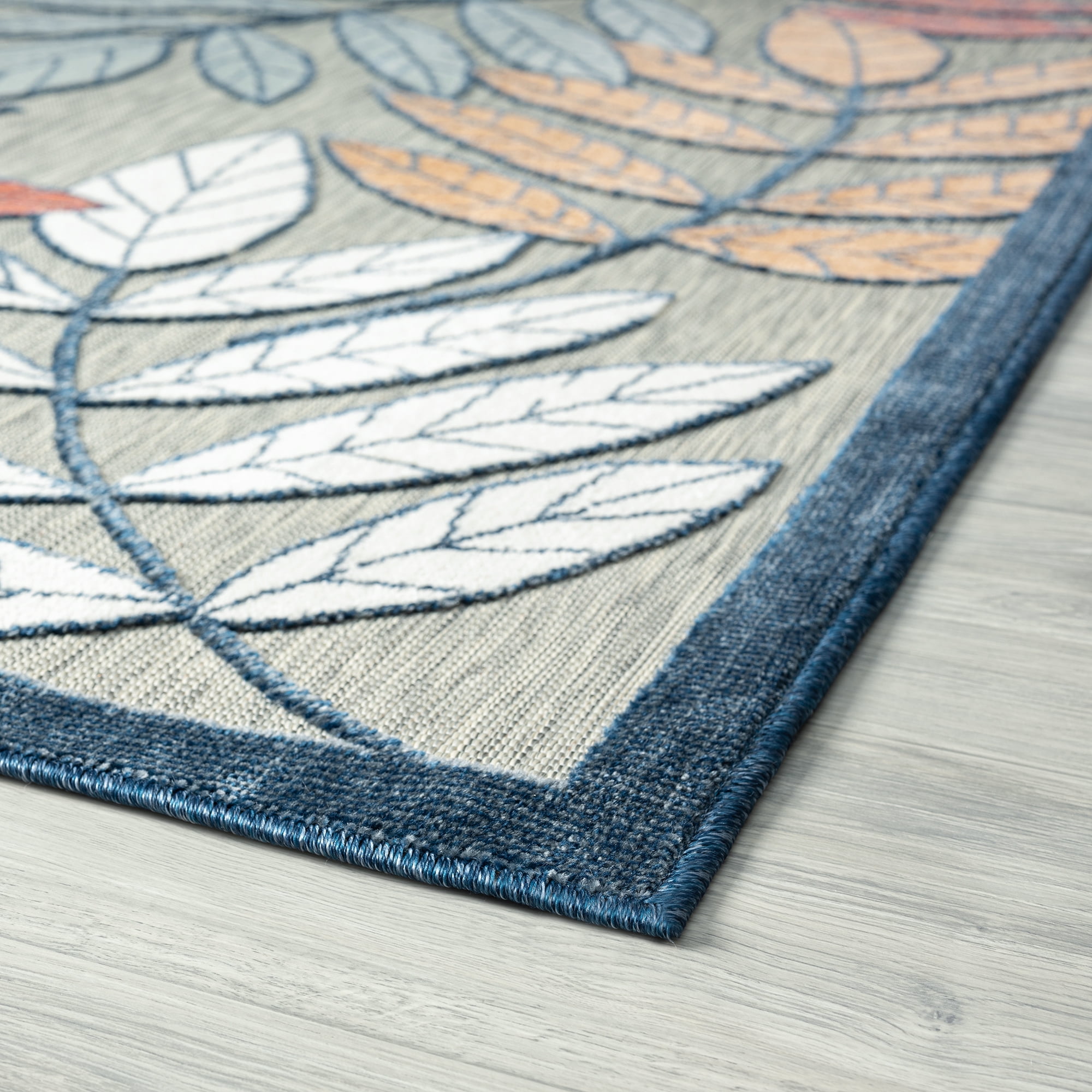 5x7 Water Resistant, Indoor Outdoor Rugs for Patios, Front Door Entry, Entryway, Deck, Porch, Balcony | Outside Area Rug for Patio | Gray, Floral | Size: 5'1'' x 7'3''