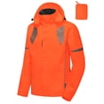 thumbnail image 2 of Little Donkey Andy Men's Waterproof Golf Rain Jacket Reflective Cycling Running Windbreaker-Removable Hood, Packable Orange XL, 2 of 7