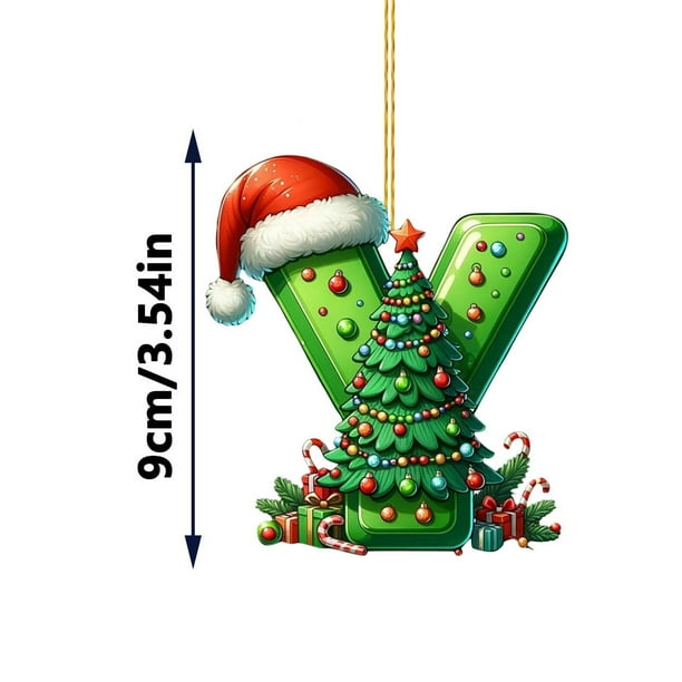 Rapeiae 2D Acrylic Christmas Tree 26 Letter Pendant Decorative Gift Family Christmas Party Pendants