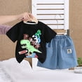 thumbnail image 2 of Toddler Boys Clothes Little Boy Outfit Children's Spring Summer Cotton Letter Print Short Sleeve Running Suit 18-24 Months 2t 3t 4t 5t 6t T Shirt and Shorts Pullover Tops Sets 2-Piece Set, 2 of 4