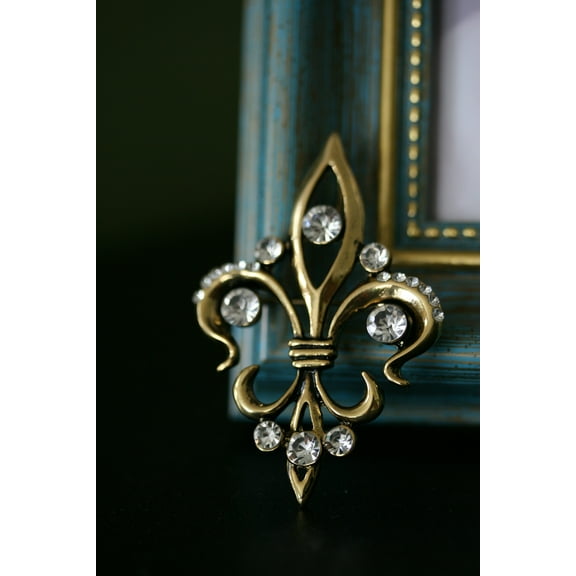 Just Love Jewels Fleur de Lis Clear Rhinestone Mardi Gras Necklace Pendant, Gold