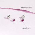 thumbnail image 4 of Bezel Set Simulated Ruby Toddler Screw Back Earrings 14k White Gold, 4 of 6