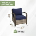 thumbnail image 3 of EAGLE PEAK Coastal Vista Outdoor Patio Ratten Wicker Lounge Chair With Blue Cushion, 3 of 7