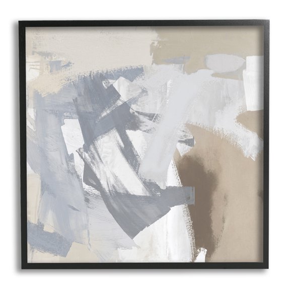 Stupell Industries Chaotic Gray & Beige Abstract Painting Black Framed Art Print Wall Art, 12 x 12