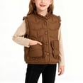 thumbnail image 1 of Chaqueta cálida sin mangas con botones de color liso para niños, chaqueta informal con capucha, blusa de poliéster para niños, 1 of 8