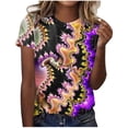 thumbnail image 2 of Cadancy Mardi Gras T Shirts for Women Funny Holiday Grraphic Crewneck Short Sleeve Blouse Rave Party Trendy Carnival Tops Casual Loose Outfits, 2 of 5