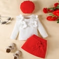 thumbnail image 5 of Toddler Infant Baby Girl Clothes 3Pcs Outfit Sets,Ruffle Long Sleeve Shirt and Bowtie Skort with Hat,6 12 18 24 Months 2t 3t 4t Toddler Girls Fall Winter Outfit Set,2-3 Years,Red, 5 of 8
