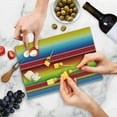 thumbnail image 5 of Abstract Cutting Board, Horizontal and Colored Blanket Rug Lines Pattern Vibrant Abstract Design, Decorative Tempered Glass Cutting and Serving Board, Small Size, Multicolor, by Ambesonne, 5 of 5