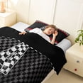 thumbnail image 4 of Erosebridal Racing Flag Twin Comforter Sets for Kids Boys, Monogrammed A Bedding Set, Black Reversible 2pcs, 1 Comforter and 1 Pillowcase, 4 of 6