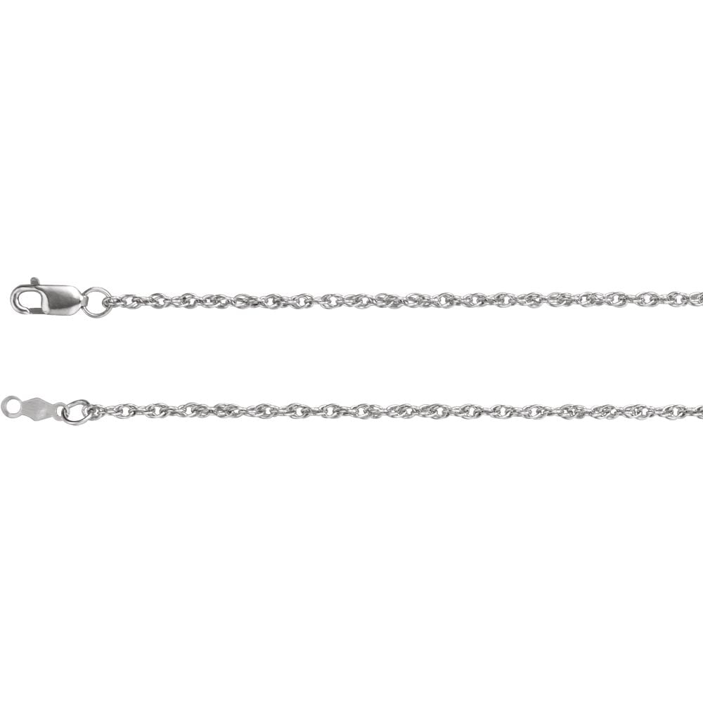 18K White Gold 1.75 mm Solid Rope Chain 