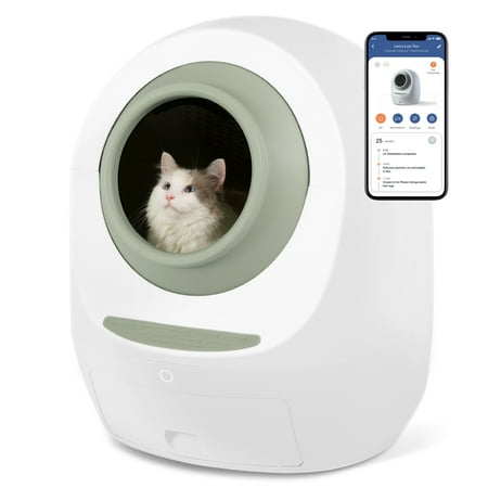 UPC: 0860005563777 | Leo s Loo Too by Casa Leo – No Mess Automatic Self-Cleaning Cat Litter Box Includes Charcoal Filter Built-in Scale Smart Home App with Voice Control