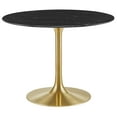 thumbnail image 3 of Modway Lippa 39.5" Modern Metal & Artificial Marble Dining Table in Gold/Black, 3 of 8