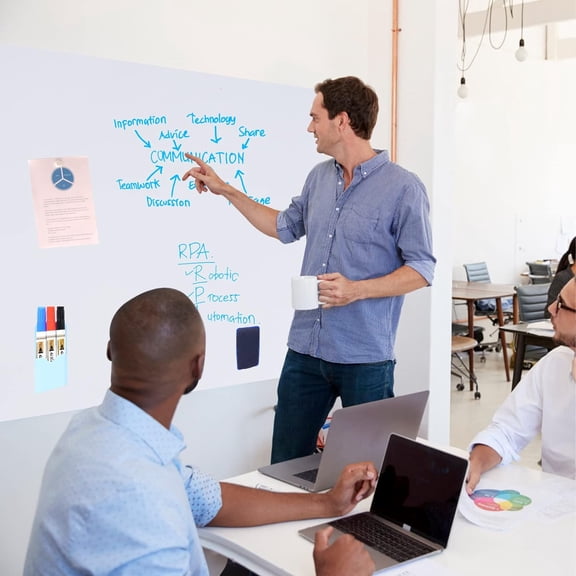 Magnetic Whiteboard Contact Paper 36" x 79" Dry Erase White Board Sticker for Wall Stick on White Board Peel and Stick Wallpaper Adhesive Poster with Marker, Magnetic Eraser and Magnets