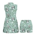 thumbnail image 5 of COEQINE Panda Bamboo and Cloud Light Green Print Women's Golf Dress with Built in Shorts and Pockets Sleeveless Quick Dry Sports Dresses Zip Up Breathable Tennis Outfits, L, 5 of 7