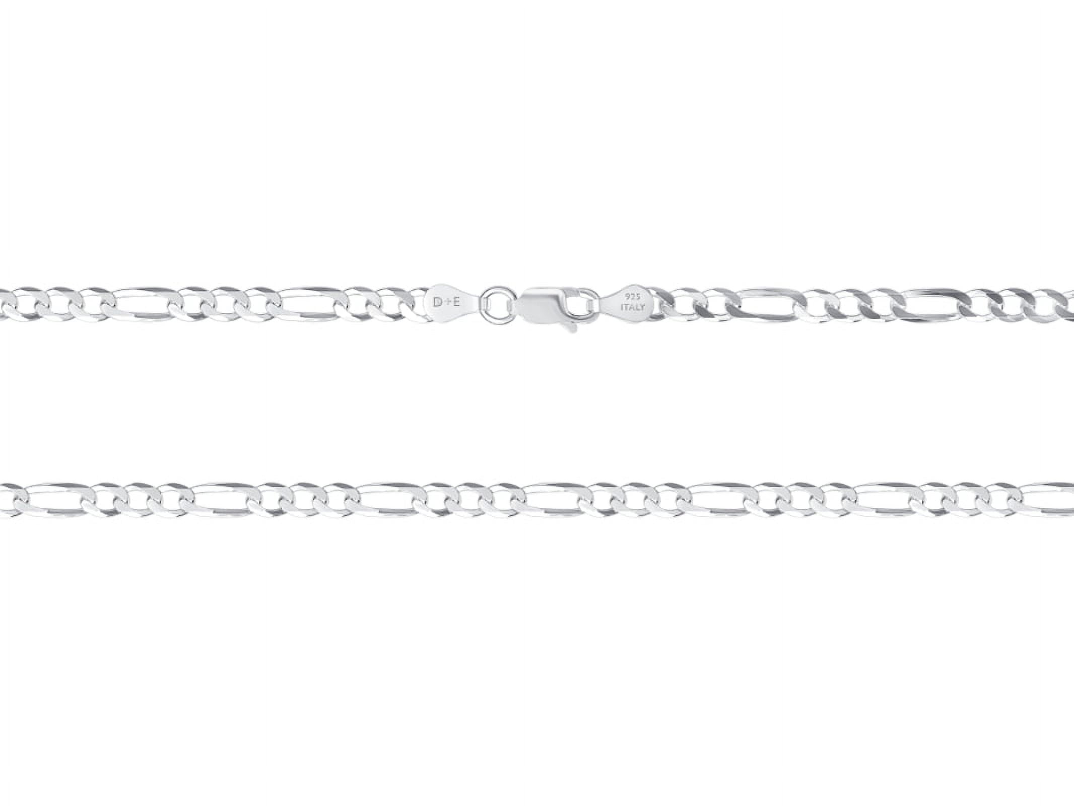 Solid 925 Sterling Silver Italian 3.9mm Flat 20” Figaro Link Chain Necklace for Women Men Made in Italy FIG100-20