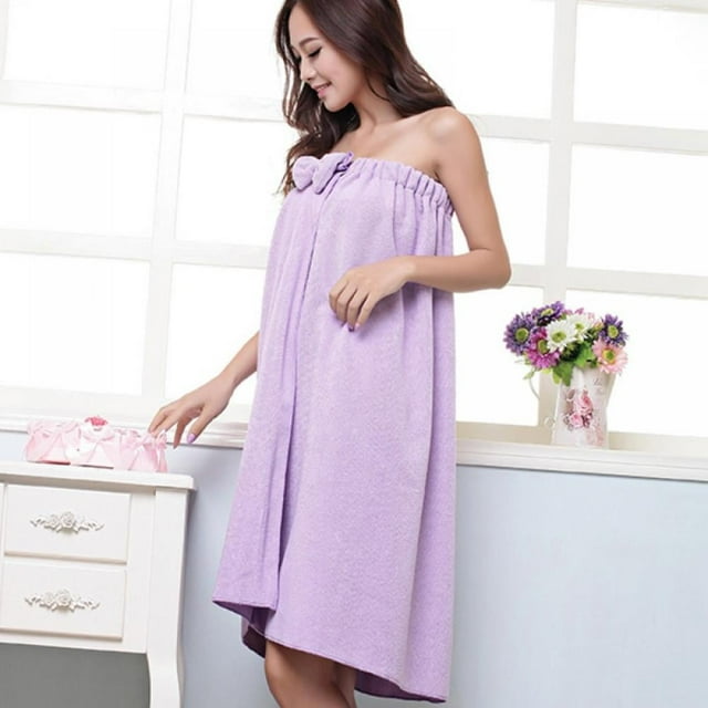 Women‘s Microfiber Soft Shower Body Spa Bath Wrap Towel Bathrobe Bath Robe (White)