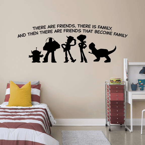 Then There Are Friends That Become Family - Toy Story Disney Movie Characters Silhouette Vinyl Wall Decal Sticker Art Decoration Home Room Bedroom Office Class Room Living Room Décor Size (16x40 inch)