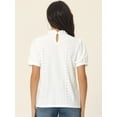 thumbnail image 4 of Unique Bargains Women's Puff Sleeve Eyelet Tops Back Dressy Ruffle Neck Blouses L White, 4 of 6