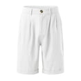 thumbnail image 4 of Linen Shorts for Men 7 Inch Inseam Casual Summer Vacation Beach Shorts with Pockets Elastic Waist Baggy Golf Short White L, 4 of 4