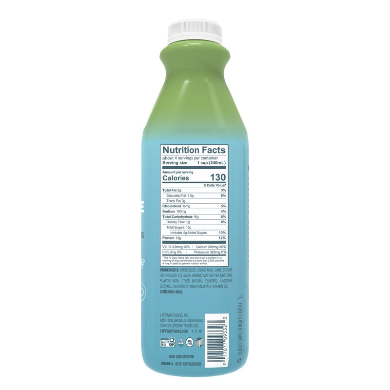 Lifeway Low Fat Probiotic Plus Collagen Matcha Smoothie, 32 fl oz