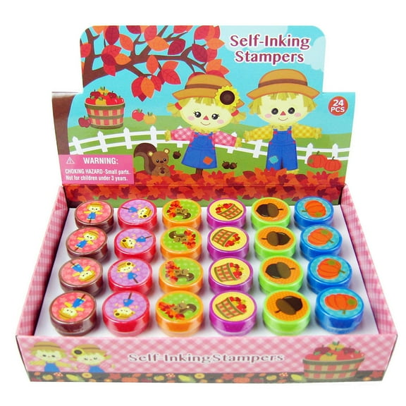 Tinymills Autumn Harvest Stampers for Kids, Thanksgiving, Halloween, Fall, Party Favors, Rewards, Arts & Crafts (24 Pc)