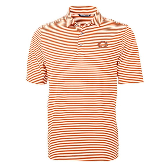 Men's Cutter & Buck Orange Chicago Bears Virtue Eco Pique Stripe Recycled Polo