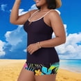 thumbnail image 2 of Hesxuno Plus Size Two Piece Swimsuits for Women Tankini Bathing Suits Tropical Print Swim Top with Shorts Multicolor XXXXXL, 2 of 7