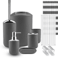 thumbnail image 1 of Clara Clark Bathroom Accessory Set, Gray Bathroom Décor with Toothbrush Holder Set, Bathroom Curtains Shower Set, 1 of 7