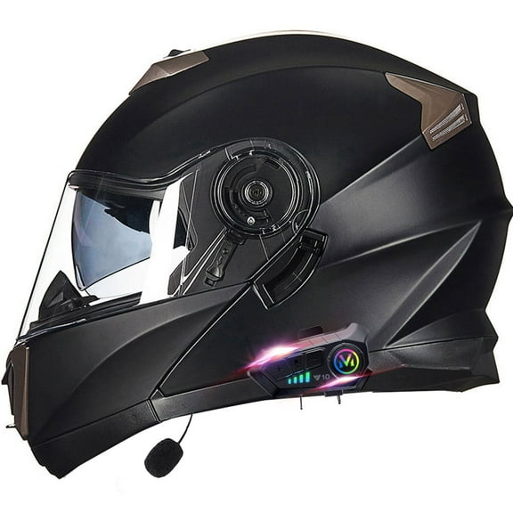 Bluetooth Helmets for Adults Motorcycle Flip up Man Motorbike Helmet, DOT Approved Women Modular Full Face Helmet with Double Visor and Anti-scratch Shield, Speaker Headset(M-XXL)