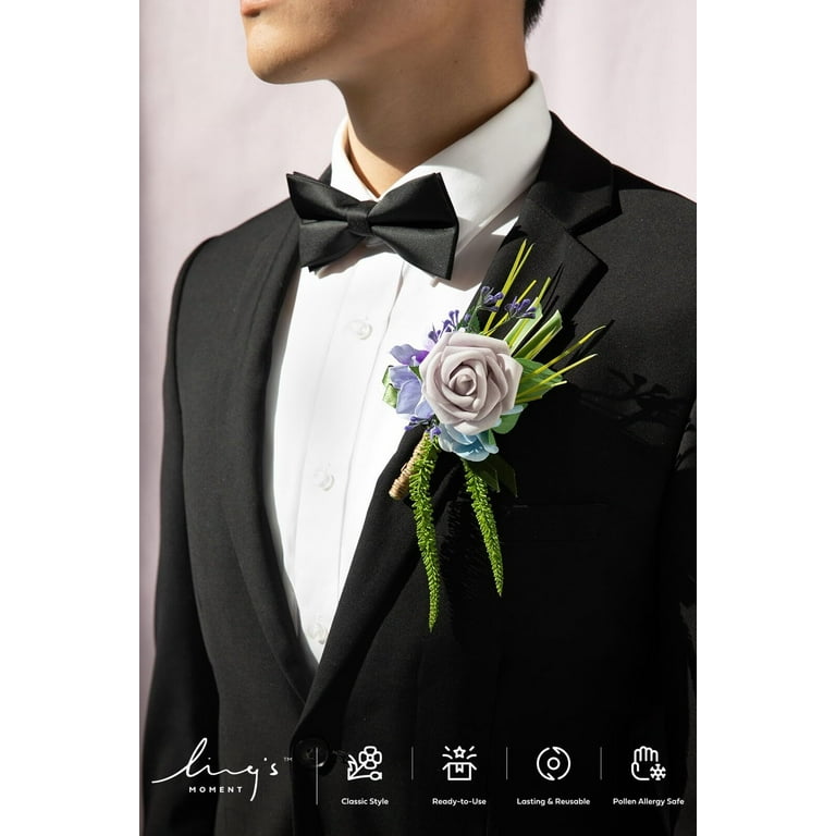 Boutonniere for Men, 6pcs Groom Groomsmen Boutonniere, Artificial Flowers  for Wedding Decor/Prom/Homecoming, etc.Navy Blue Burgundy - Walmart.com