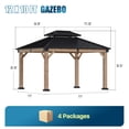 thumbnail image 5 of Sunmthink 10'x12' Outdoor Hardtop Gazebo, Cedar Wood Pavilion with Galvanized Steel Double Roof, for Patio, Garden, Deck, 5 of 11