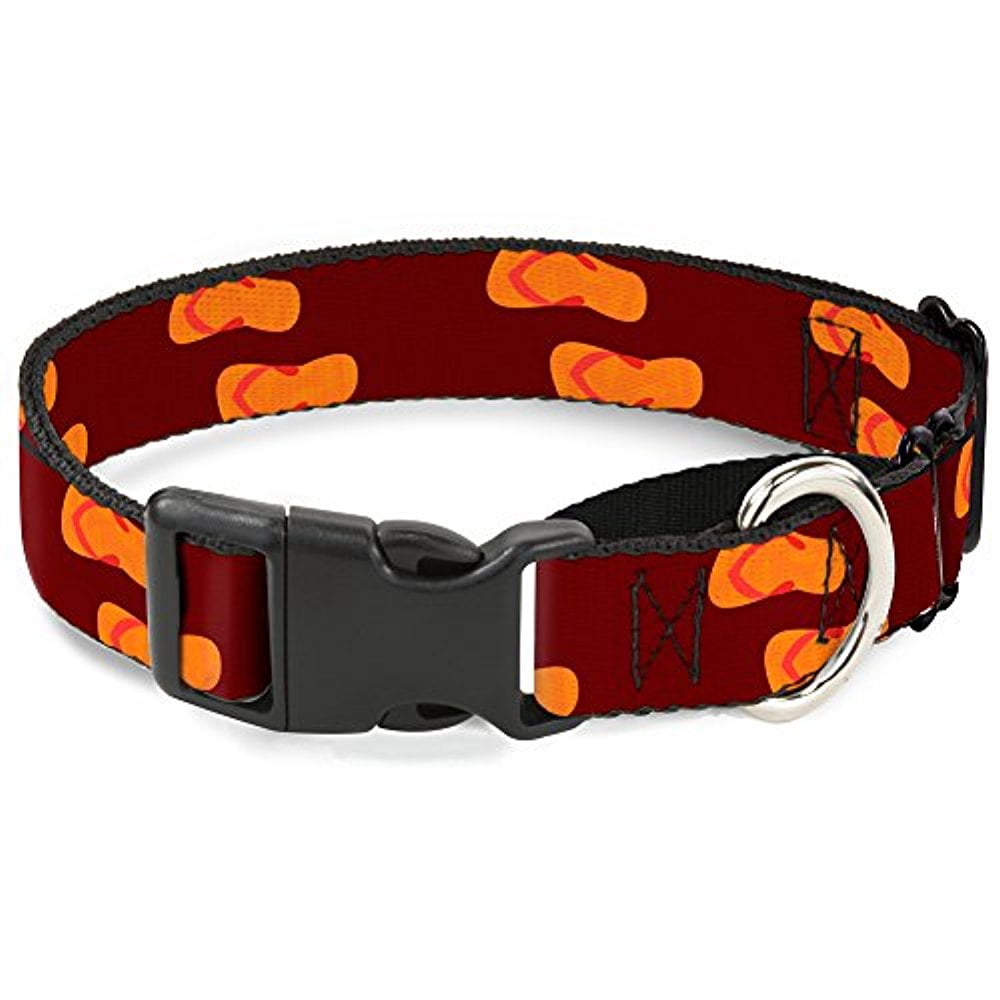 Buckle-Down Flip Flops Burgundy Orange Martingale Dog Collar