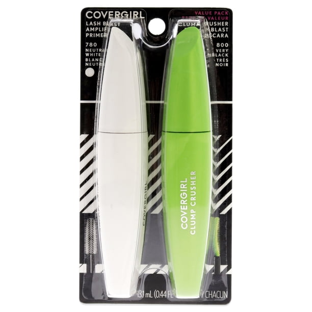 CoverGirl Prebase Amplify de 0.44 oz - 780 Neutral White, Máscara de pestañas Clump Crusher de 0.44 oz - 800 Very Black Conjunto de explosión de pestañas 2 Pc Covergirl Prebase Amplify - 780 Neutral White, Máscara de pestañas Clump Crusher - 800 Very Black 2 Pc